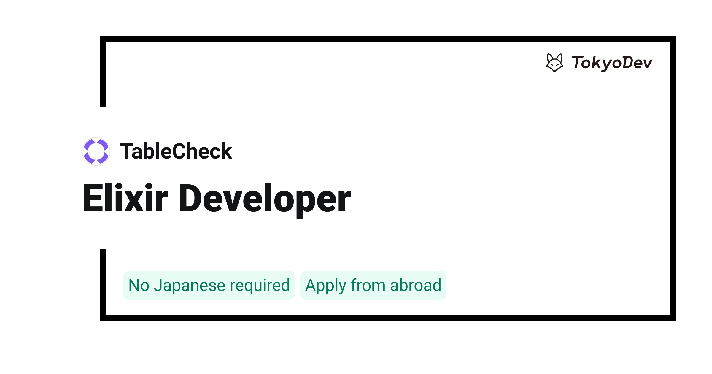 Elixir Developer - TableCheck | TokyoDev