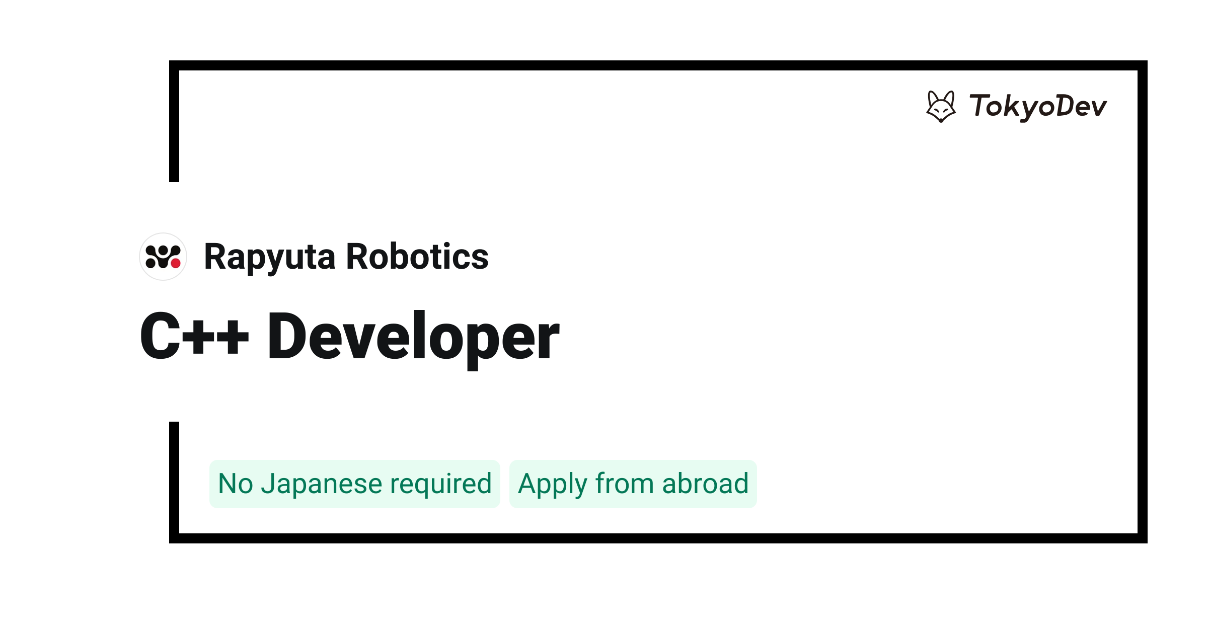 C++ Developer - Rapyuta Robotics | TokyoDev