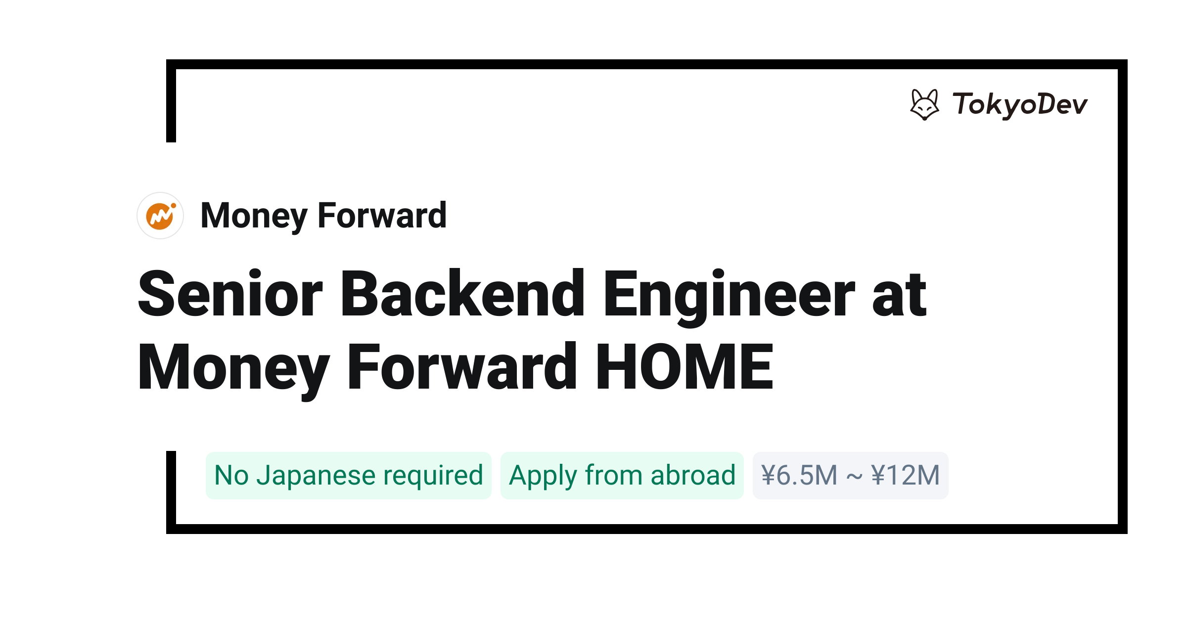 Senior Backend Engineer at Money Forward HOME - Money Forward | TokyoDev