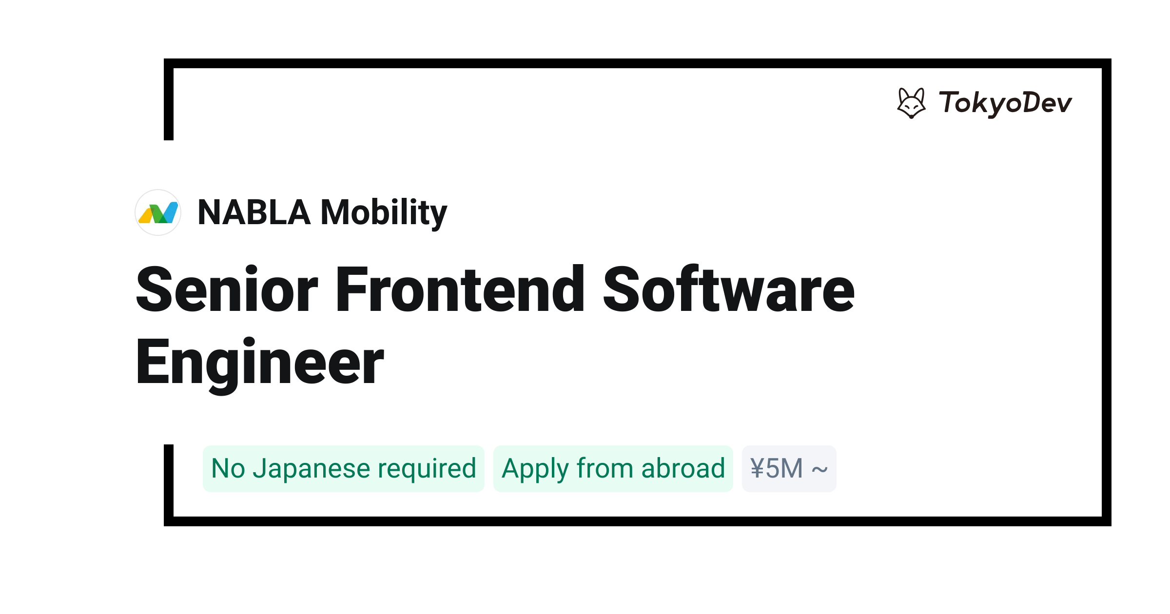 Senior Frontend Software Engineer - NABLA Mobility | TokyoDev