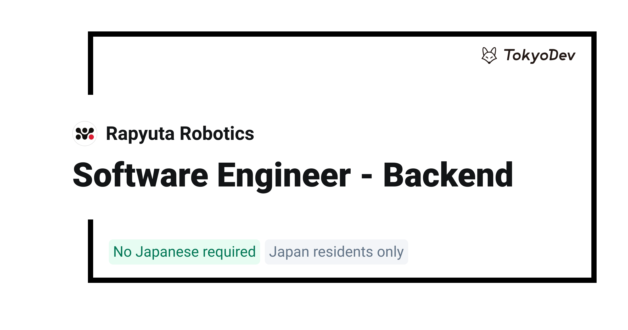 Software Engineer - Backend - Rapyuta Robotics | TokyoDev