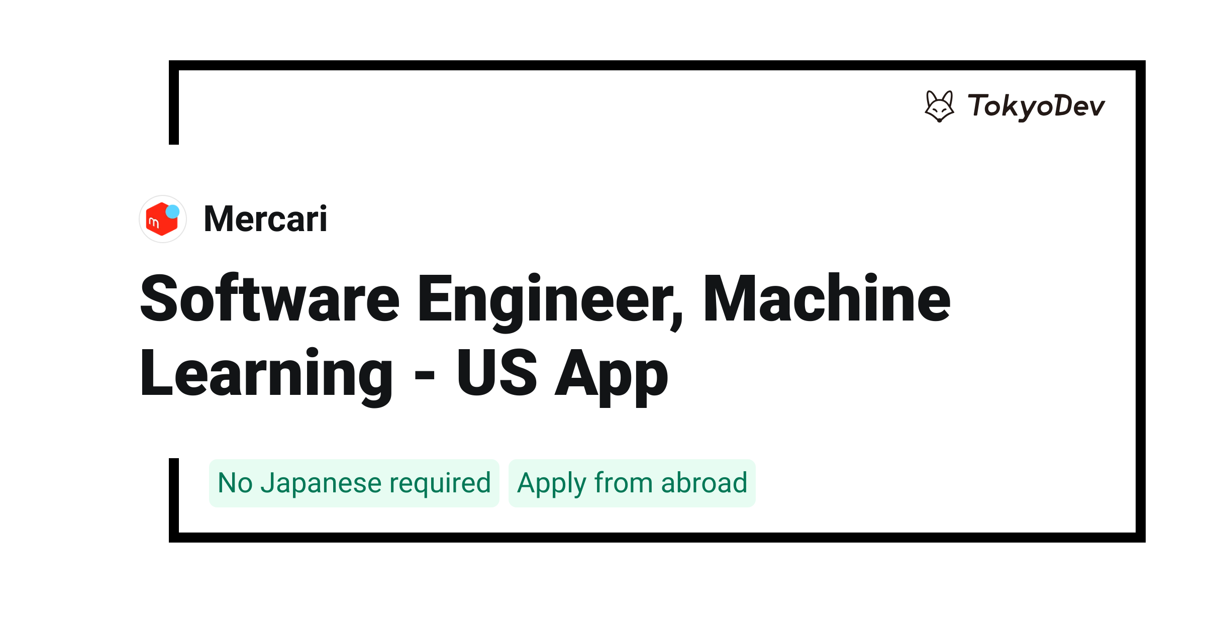Software Engineer, Machine Learning - US App - Mercari | TokyoDev