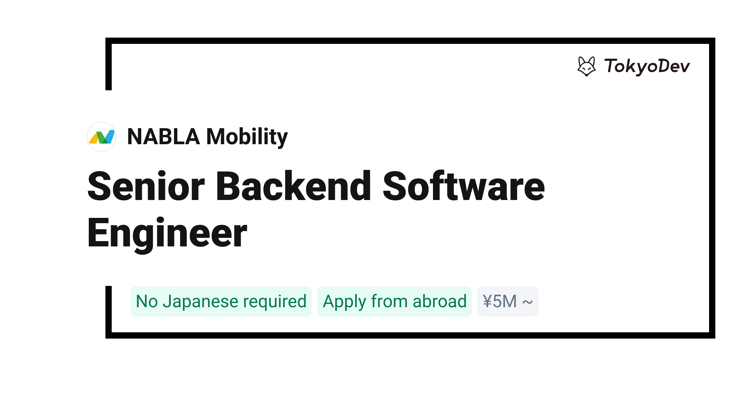 Senior Backend Software Engineer - NABLA Mobility | TokyoDev