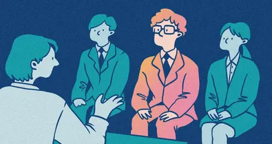 Three people in a group interview.